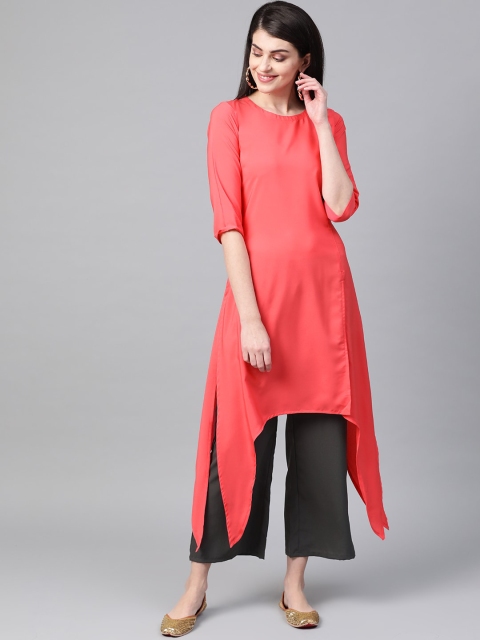 

ZIYAA Women Red Panelled Kurti with Trousers