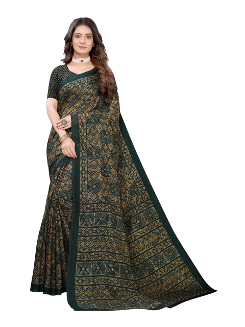 

KALINI Green & Yellow Floral Khadi Saree