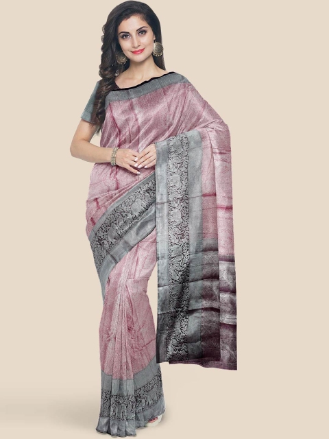 

Kalamandir Pink & Grey Silk Blend Banarasi Saree