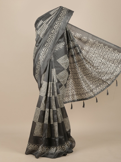 

Pothys Women Grey Geometric Printed Saree