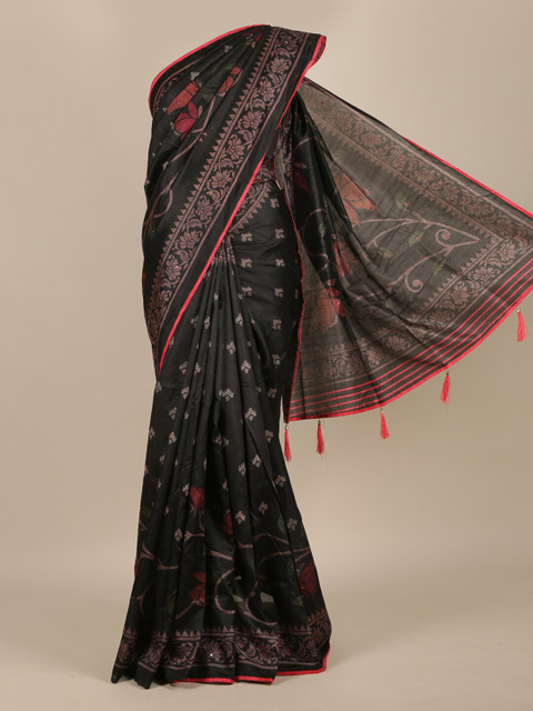 

Pothys Black & Red Woven Design Cotton Blend Saree