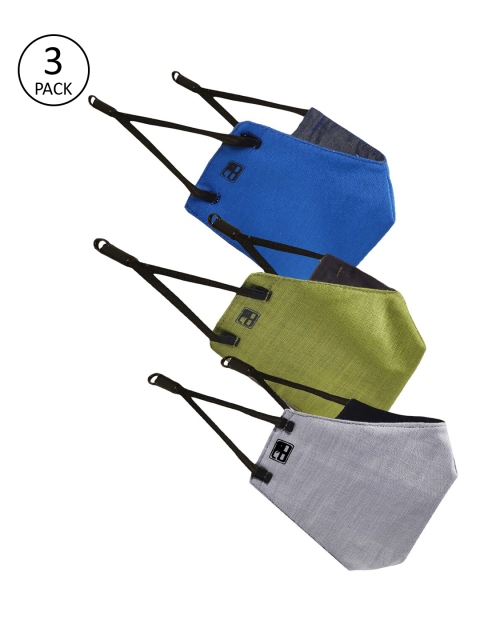 

Balista Kids Pack Of 3 Solid 4Ply Cotton Cloth Masks, Blue