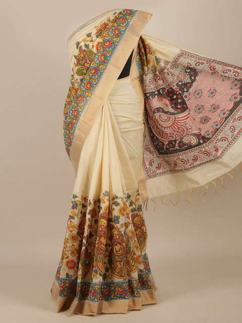 

Pothys Cream Ethnic Motifs Pure Cotton Saree