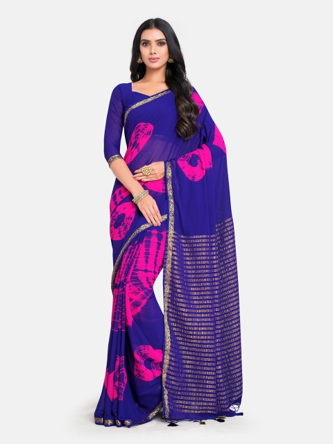 

MIMOSA Blue & Pink Tie and Dye Banarasi Saree