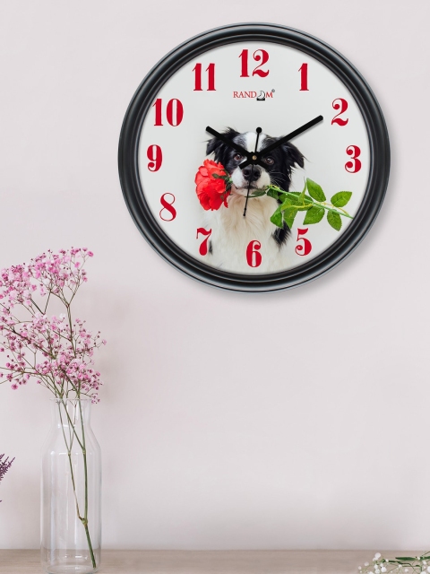 RANDOM White & Red Printed Contemporary Wall Clock
