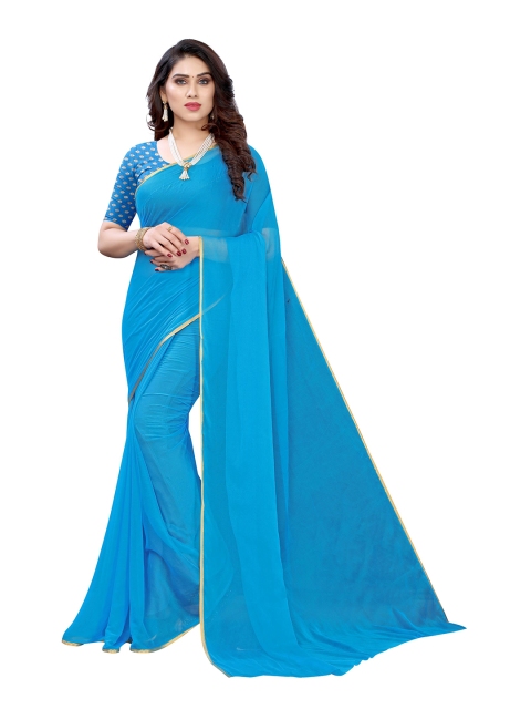

KALINI Blue Zari Pure Chiffon Saree