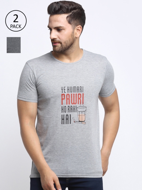 

VIMAL JONNEY Men Grey Typography 2 Printed T-shirt