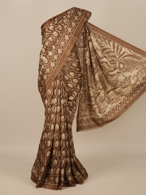 

Pothys Brown & Cream-Coloured Jute Silk Saree