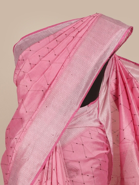 

Pothys Pink Cotton Blend Saree