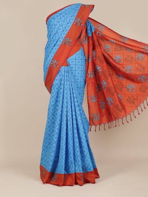 

Pothys Blue & Rust Ethnic Motifs Pure Cotton Saree