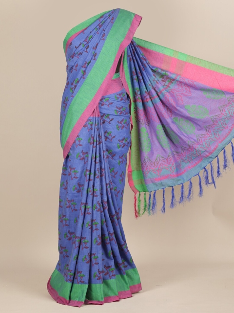 

Pothys Blue & Green Ethnic Motifs Pure Cotton Saree