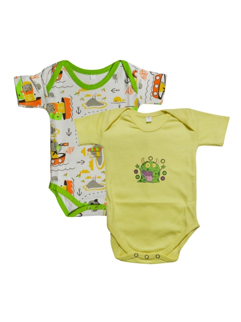 

PINKBUNNY Infant Kids Pack Of 2 Printed Body Suits, Yellow