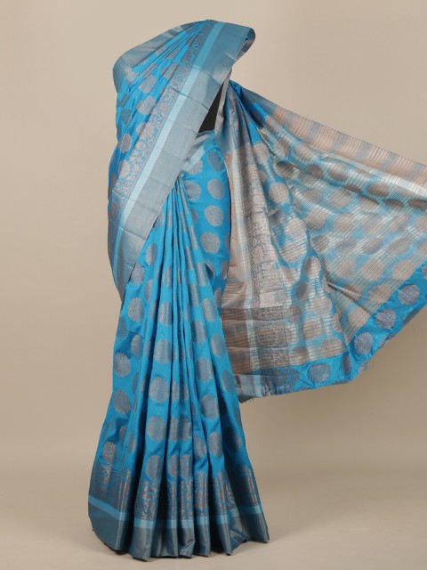 

Pothys Blue & Gold Woven Design Jute Silk Saree