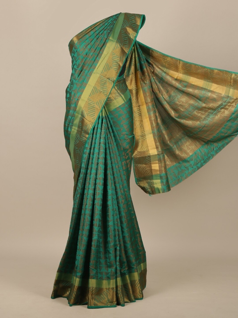 

Pothys Sea Green & Gold-Toned Woven Design Jute Silk Saree