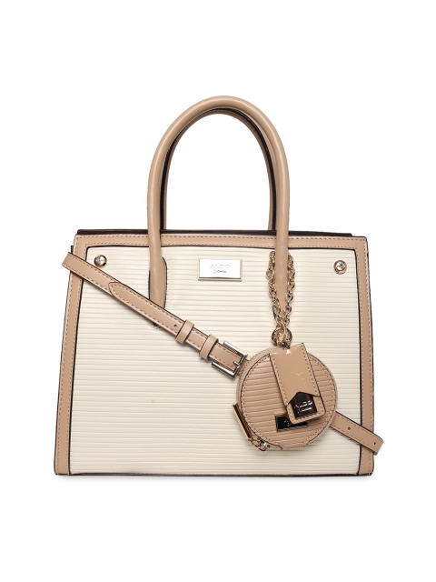 

ALDO Beige Animal Textured PU Structured Handheld Bag with Quilted