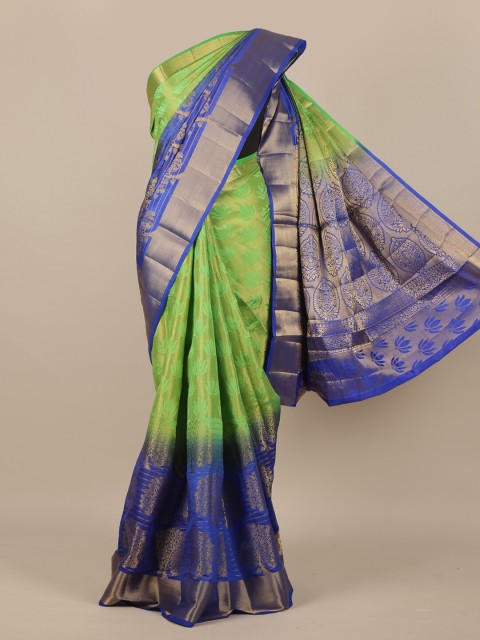 

Pothys Green & Blue Paisley Zari Jute Silk Saree