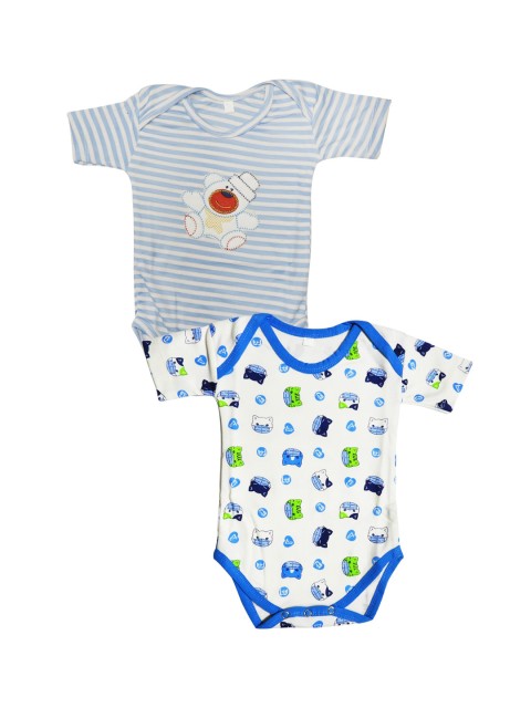 

PINKBUNNY Infants Pack Of 2 Printed Bodysuits, Blue