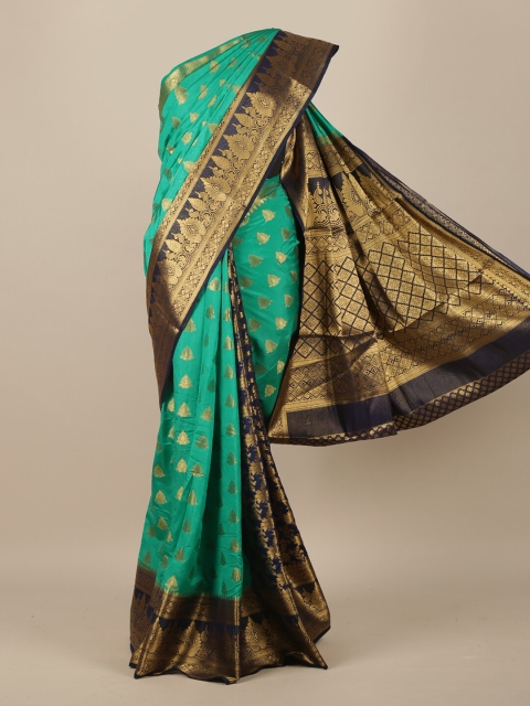 

Pothys Sea Green & Gold-Toned Woven Design Zari Jute Silk Saree