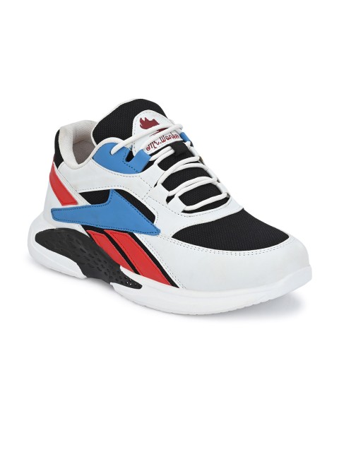 

mr wonker Men White & Black Mesh Running Shoes