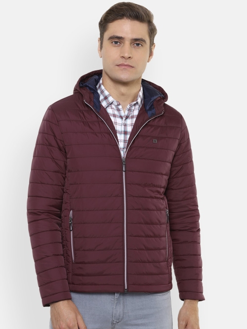 

Louis Philippe Sport Men Maroon Striped Windcheater Puffer Jacket