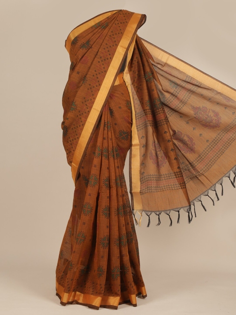 

Pothys Brown & Black Ethnic Motifs Zari Pure Cotton Saree
