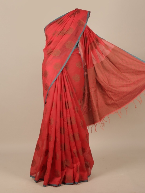 

Pothys Red & Blue Ethnic Motifs Zari Jute Silk Saree