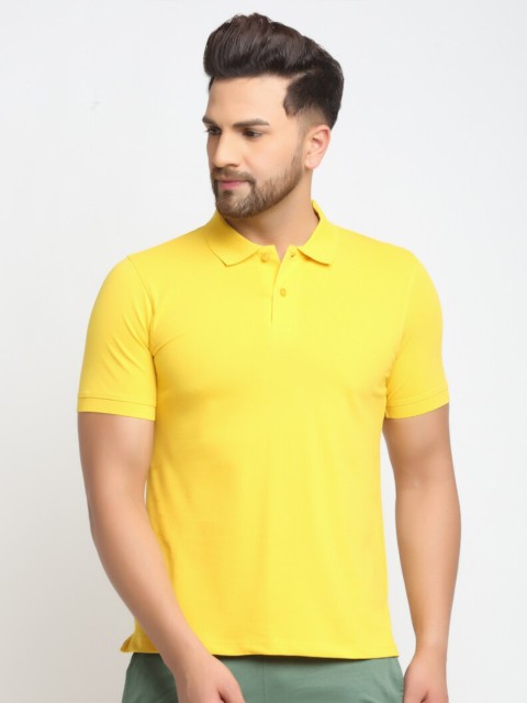 

Global Republic Men Yellow Polo Collar Slim Fit T-shirt
