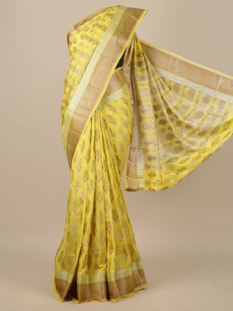 

Pothys Yellow Woven Design Jute Silk Saree