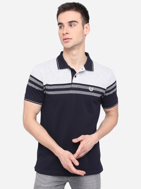

Greenfibre Men Blue Striped Polo Collar Slim Fit T-shirt