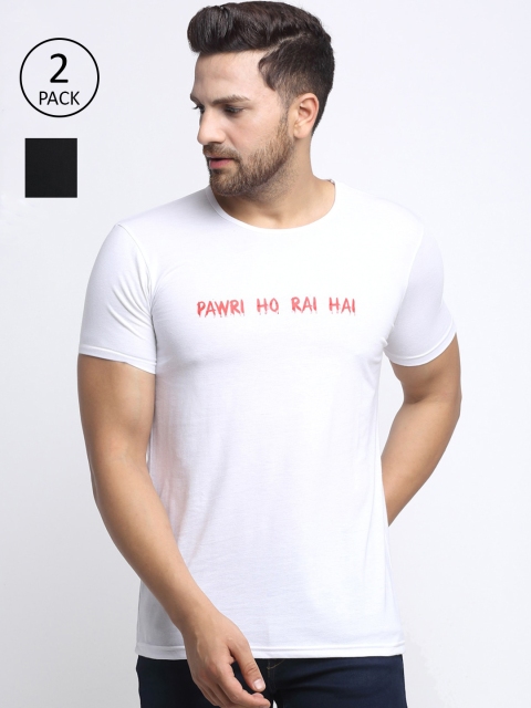 VIMAL JONNEY Men Pack Of 2 White & Black Printed T-shirt NA