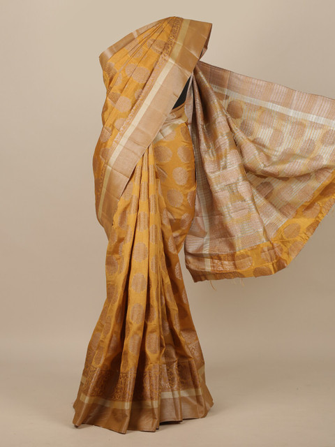 

Pothys Brown Woven Design Jute Silk Saree