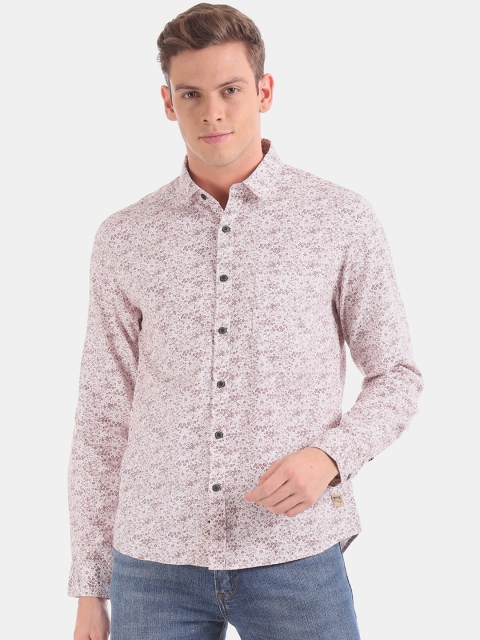 

Newport Men Off-White & Brown Printed Pure Cotton Casual Shirt