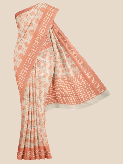 

Kalamandir Cream & Peach-Coloured Ethnic Motifs Pure Cotton Saree