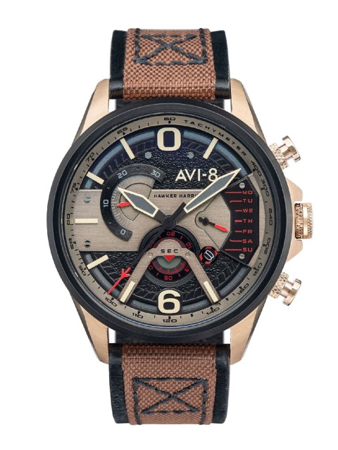 

AVI-8 Men Black Dial & Brown Leather Straps Chronograph Analogue Watch AV-4056-06