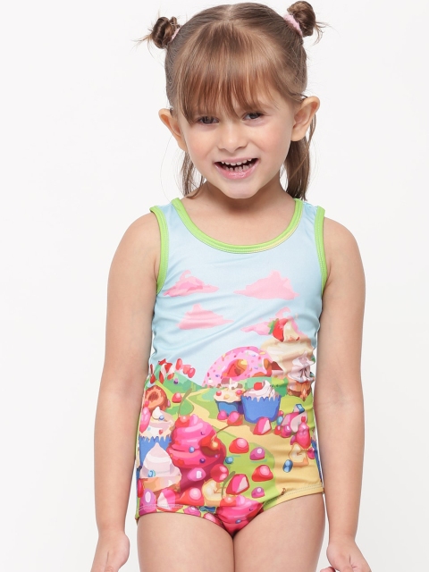 

iO Girls Blue & Pink Printed Swim Wear