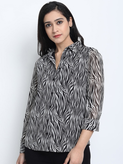 

Jade Garden Women Black Animal Printed Casual Sustainable Shirt