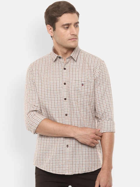 

Louis Philippe Sport Men Beige Slim Fit Checked Cotton Linen Casual Shirt