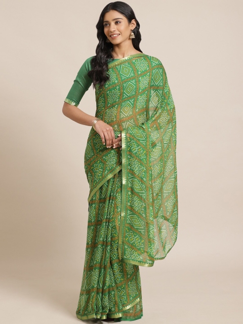 

Saree mall Green Bandhani Sarees