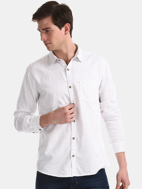 

Newport Men White Printed Casual Shirt