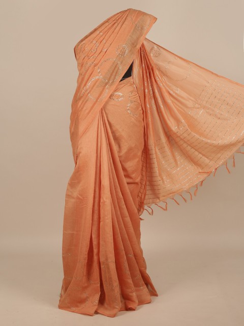 

Pothys Peach-Coloured Jute Silk Saree