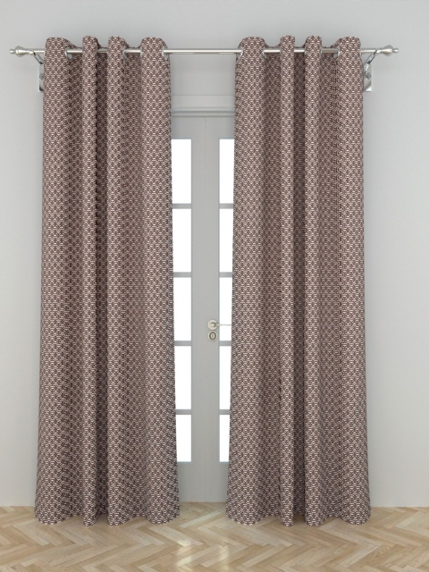 

Home Centre Brown & White Set of 2 Geometric Door Curtain