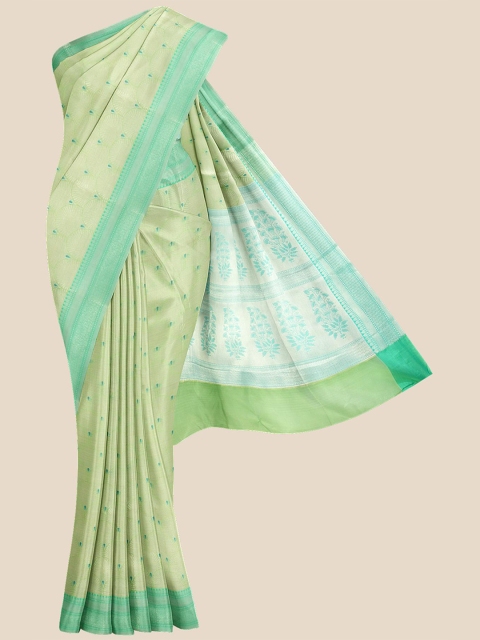 

KLM Fashion Mall Green & Turquoise Blue Ethnic Motifs Chanderi Saree