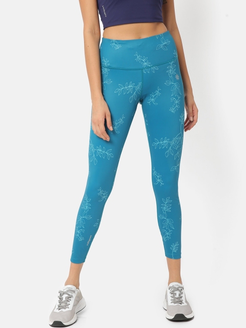 

Cultsport Women Teal Blue & White Printed High Waist Training Tights