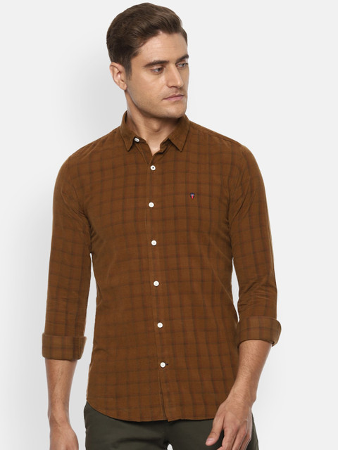 

Louis Philippe Sport Men Brown Slim Fit Windowpane Checks Checked Casual Shirt