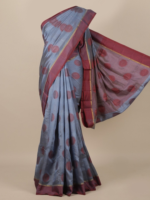 

Pothys Grey Ethnic Motifs Jute Silk Saree