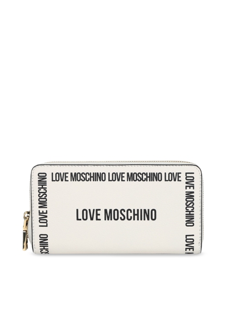 

LOVE MOSCHINO Women White Typography Printed Zip Around Wallet