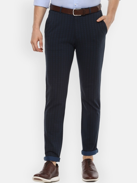 

Louis Philippe Sport Men Navy Blue Checked Slim Fit Formal Trousers