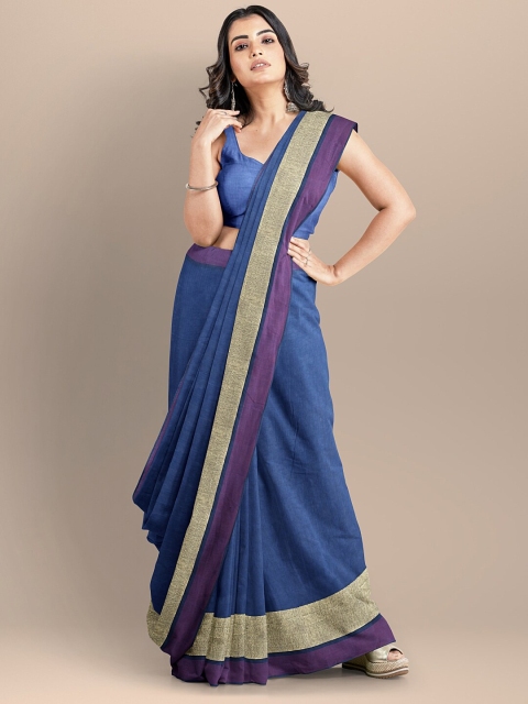 

BharatSthali Blue & Purple Silk Cotton Mangalagiri Saree