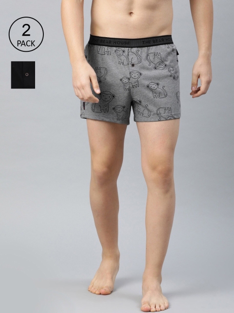 

THE BEAR HOUSE Men Pack Of 2 Assorted Pure Cotton Boxers