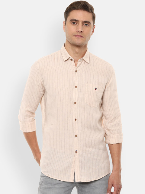 

Louis Philippe Sport Men Beige Slim Fit Striped Linen Casual Shirt